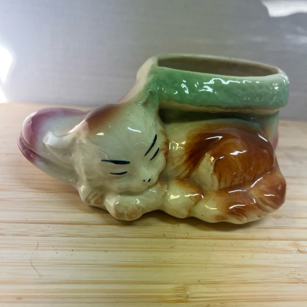 Vintage Cat & Shoe Planter